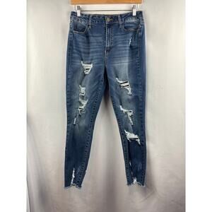 Women’s SO Size 13 Medium Washed Blue Distressed Jeggings